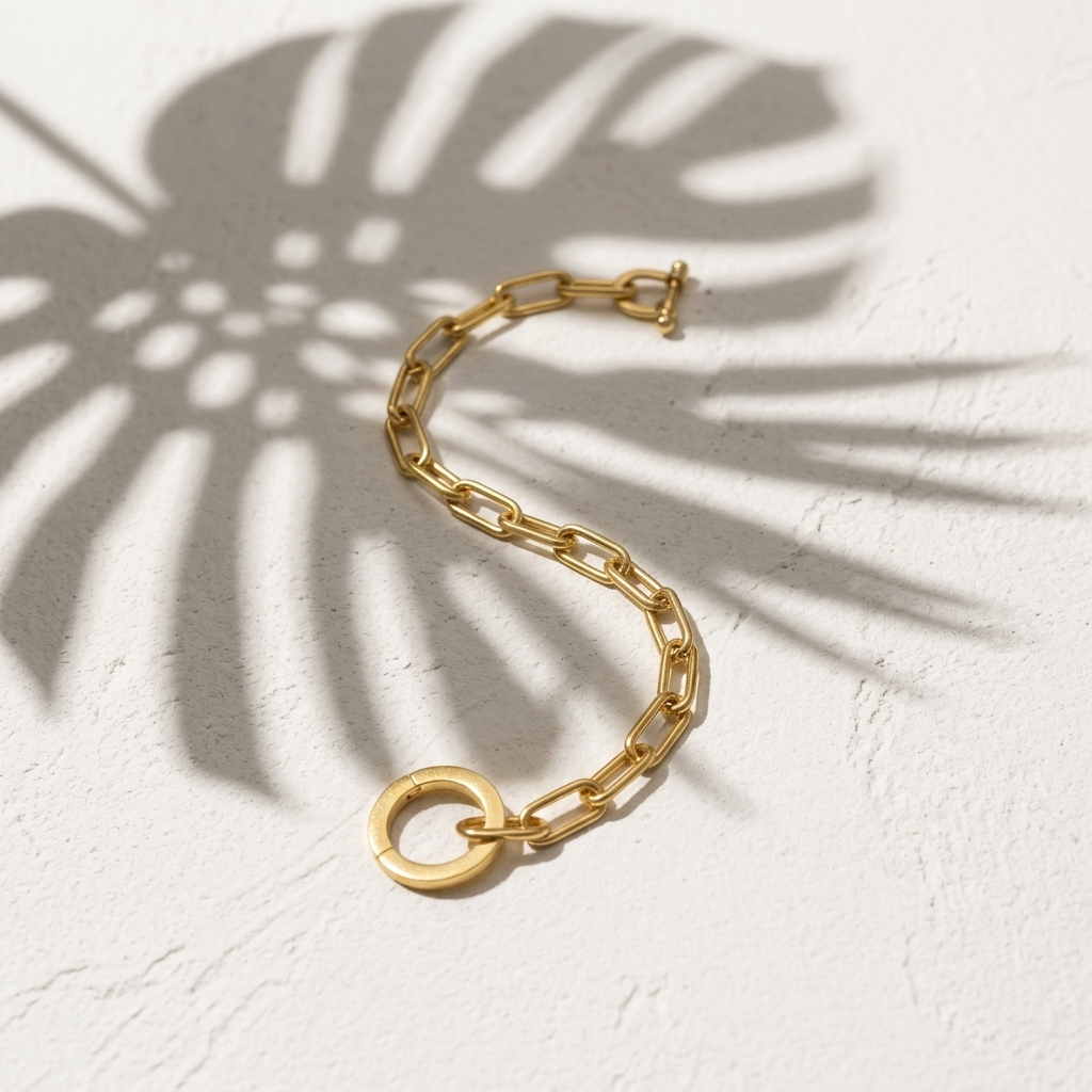 Gold Polished Paperclip Link Minimalist Chain Bracelet