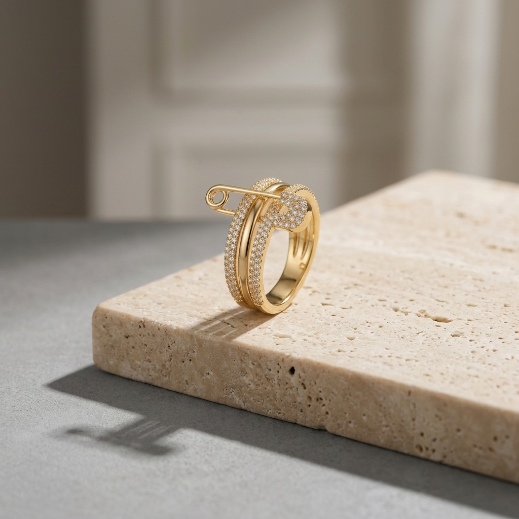 Gold Polished Paperclip Link Statement Wrap Ring