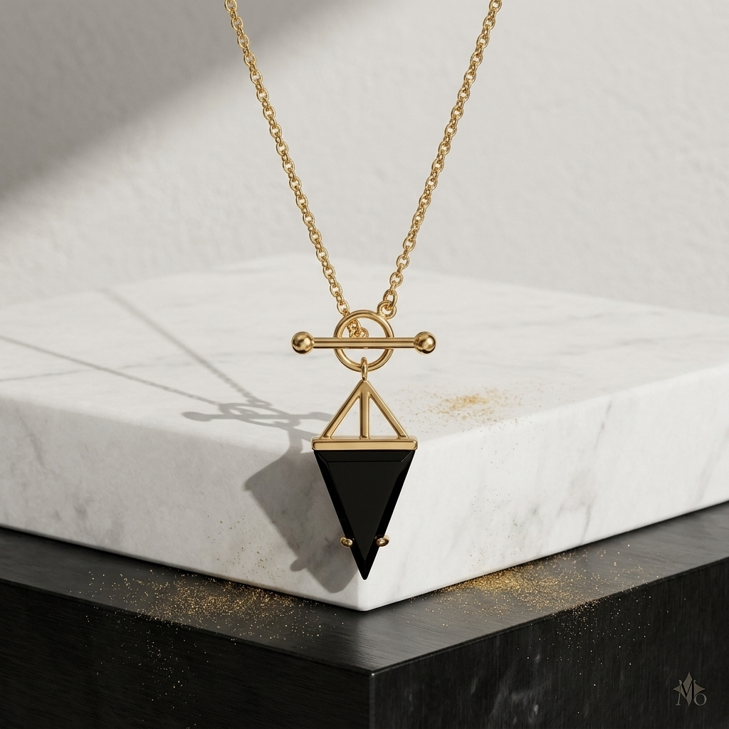 Black Obsidian T-Lock Necklace