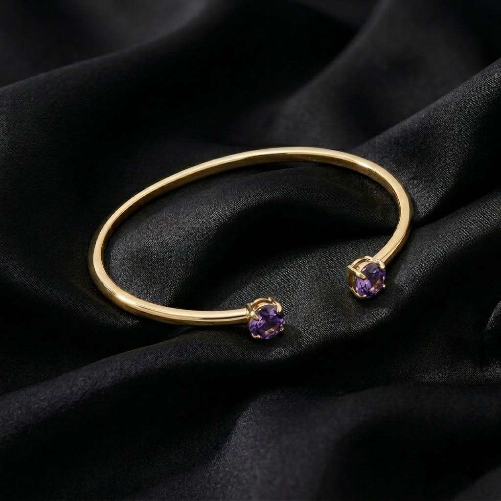 Gold Textured Hammered Finish Open Cuff Bracelet