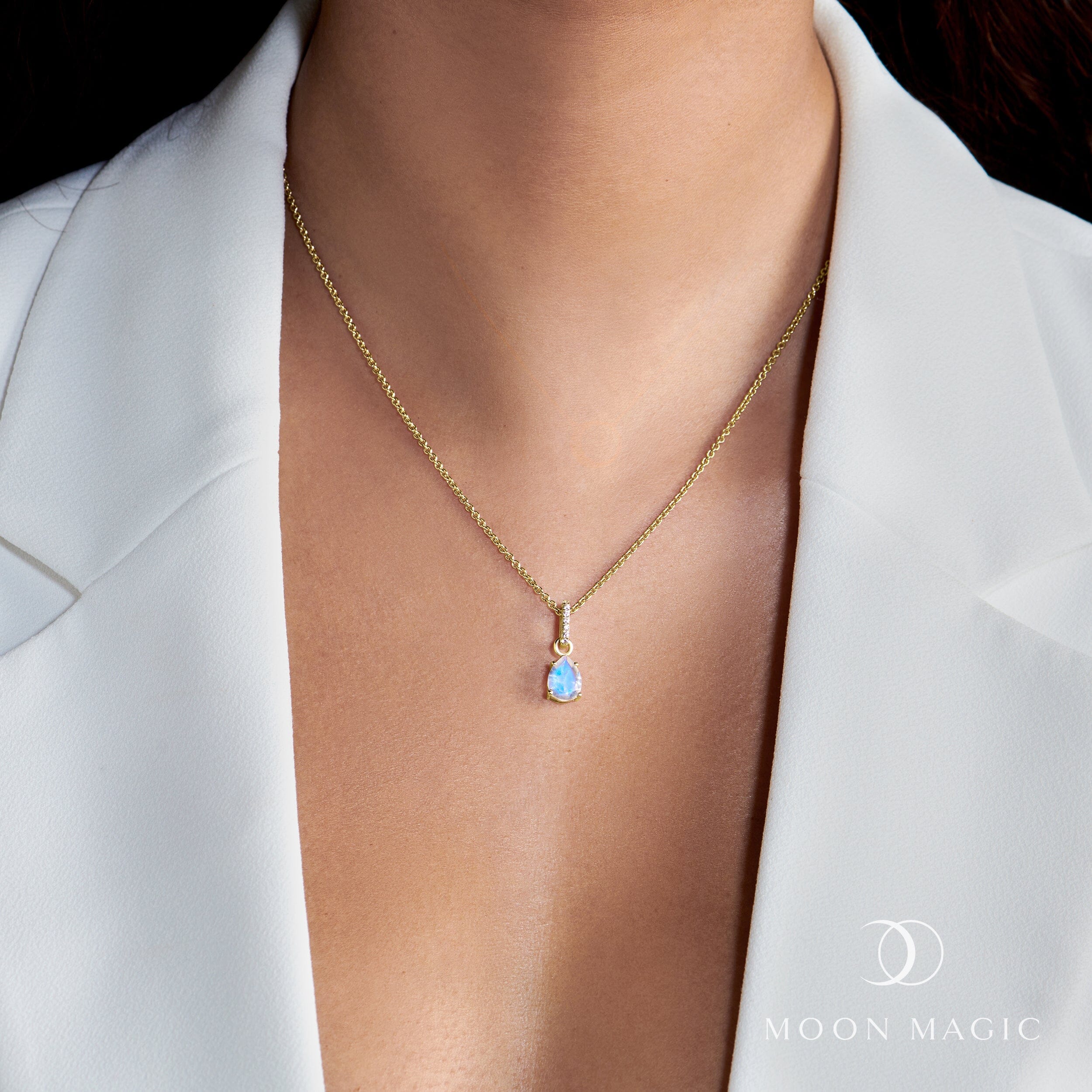 Moonstone Necklace Sway June Birthstone Yellow Gold Model