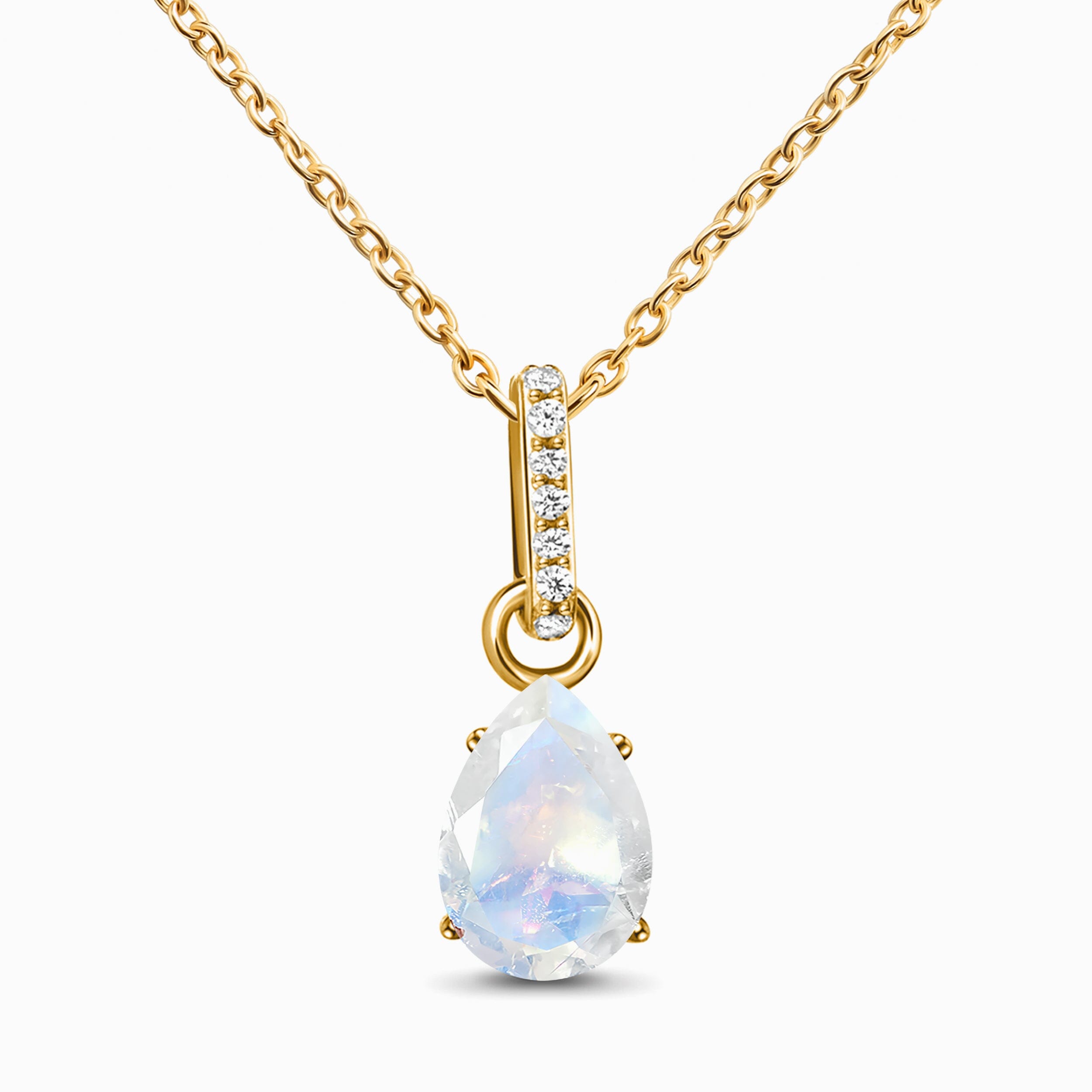 Moonstone Necklace Sway June Birthstone Yellow Gold