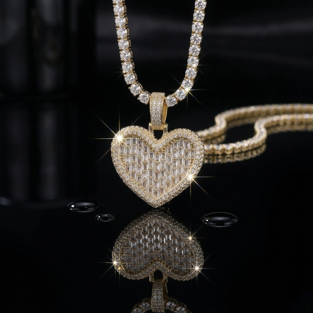 Baguette Heart Pendant Necklace