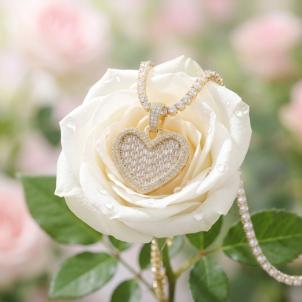 Baguette Heart Pendant Necklace