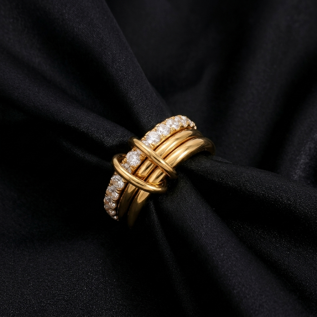 Gold Twisted Rope Texture Stackable Band Ring