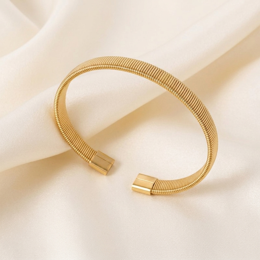 Gold Polished Minimalist Hinged Oval Bangle Bracelet