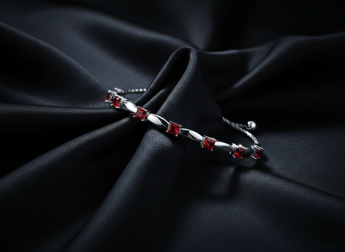 Silver Birthstone Crystal Adjustable Bolero Bracelet