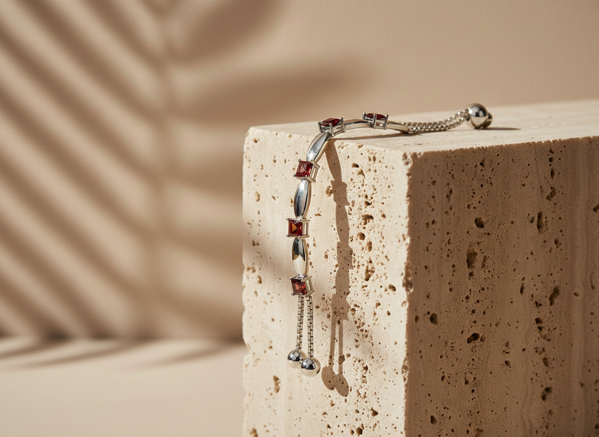 Silver Birthstone Crystal Adjustable Bolero Bracelet