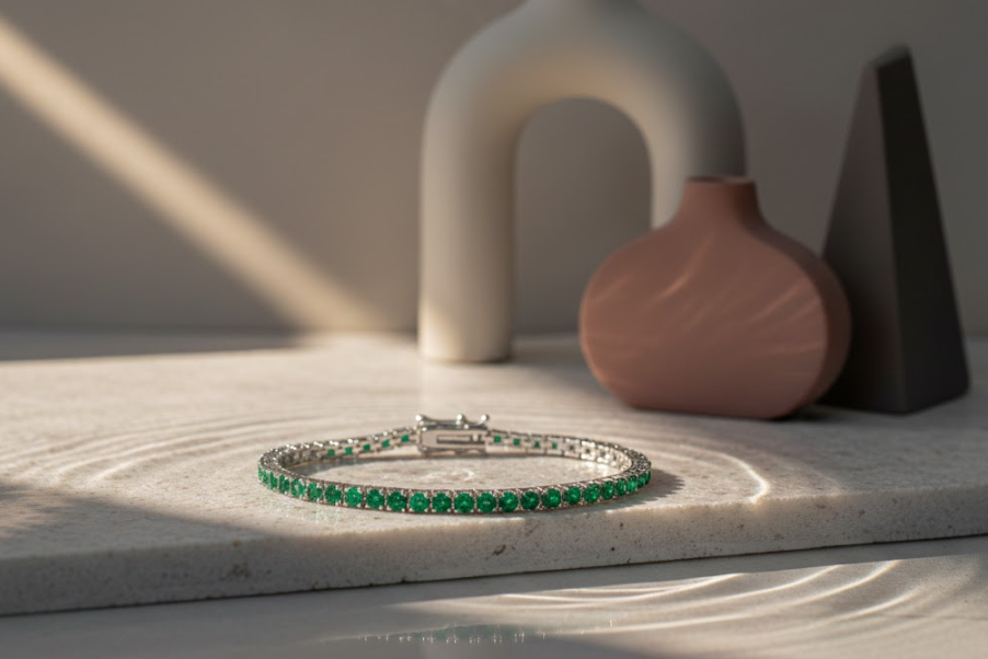 Silver Birthstone Crystal Adjustable Tennis Bracelet