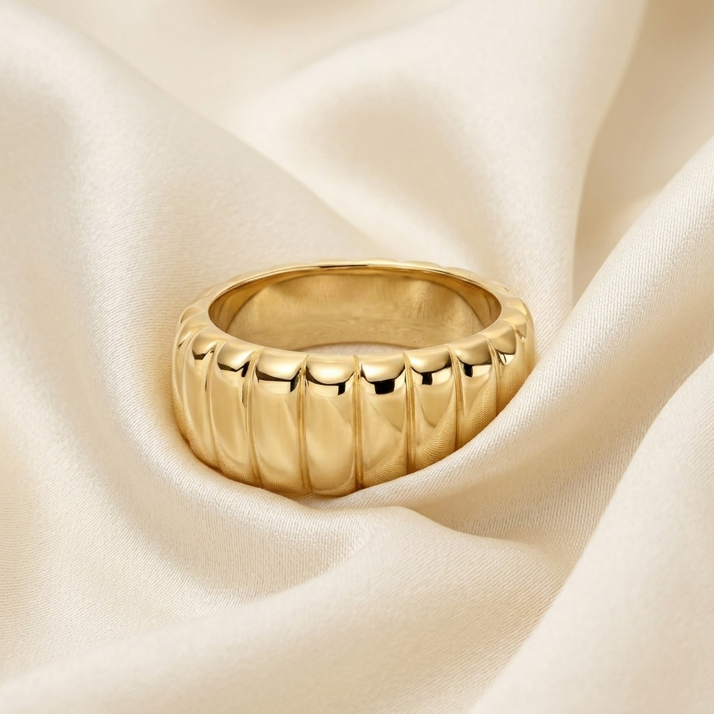 Gold Bold Croissant Dome Chunky Statement Ring