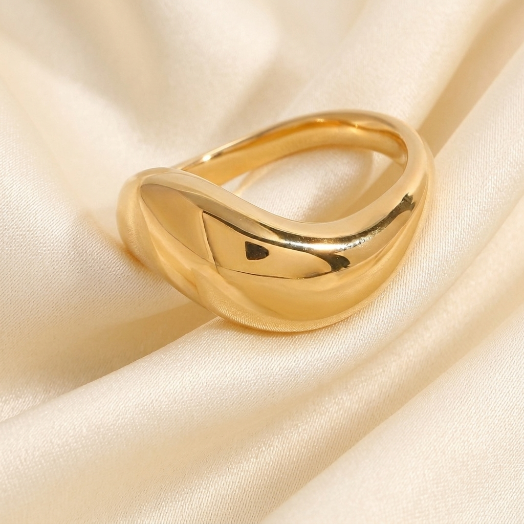 Gold High Polish Chunky Dome Statement Ring