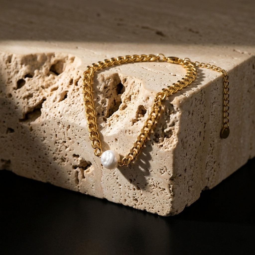 Gold April Birthstone Crystal Solitaire Chain Bracelet
