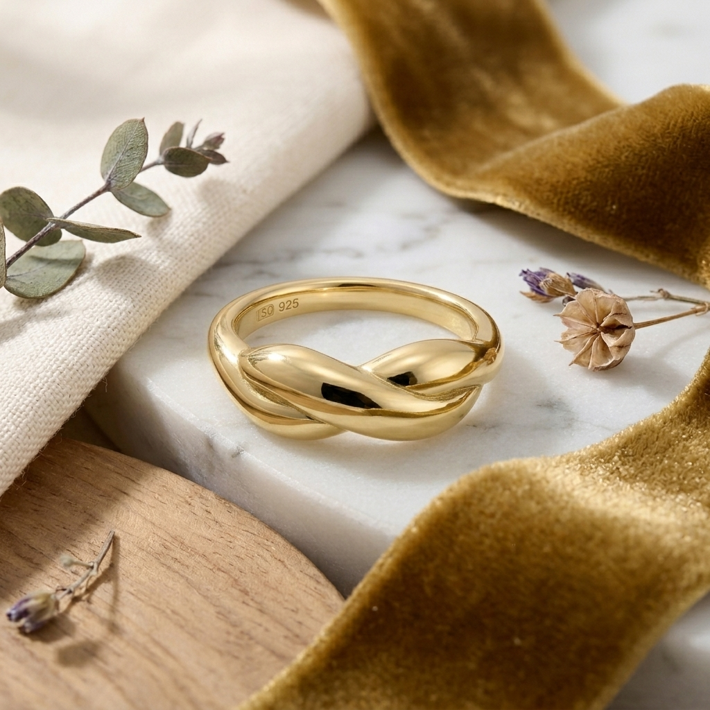Gold Bold Croissant Dome Chunky Statement Ring