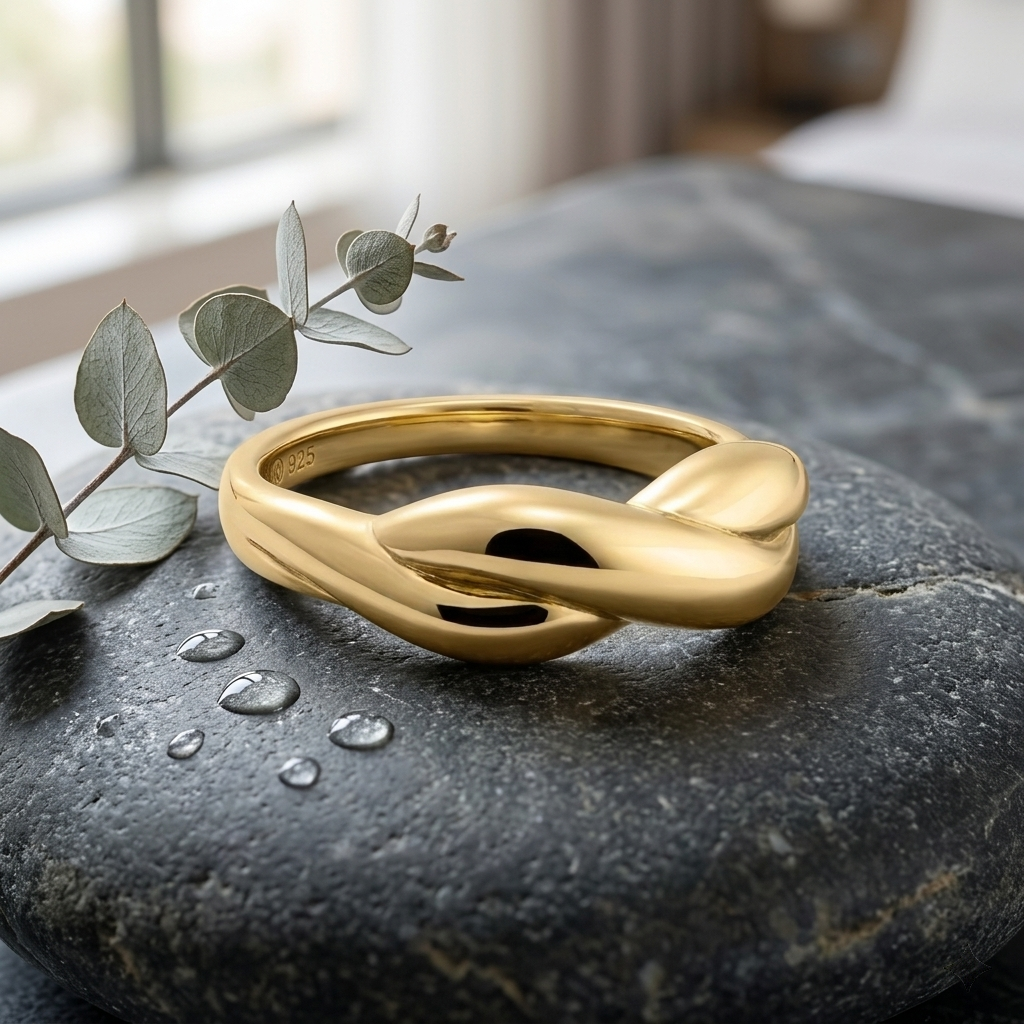 Gold Bold Croissant Dome Chunky Statement Ring