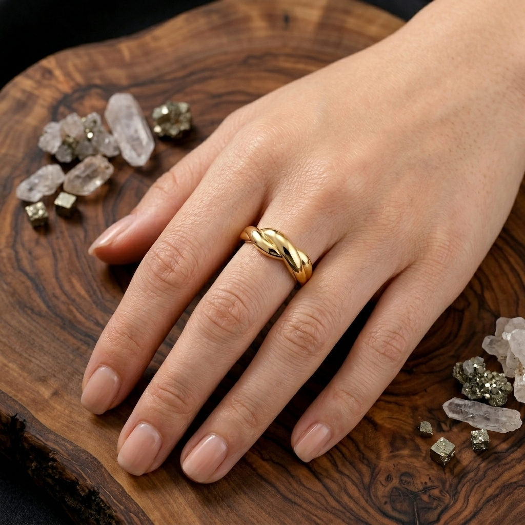 Gold Bold Croissant Dome Chunky Statement Ring
