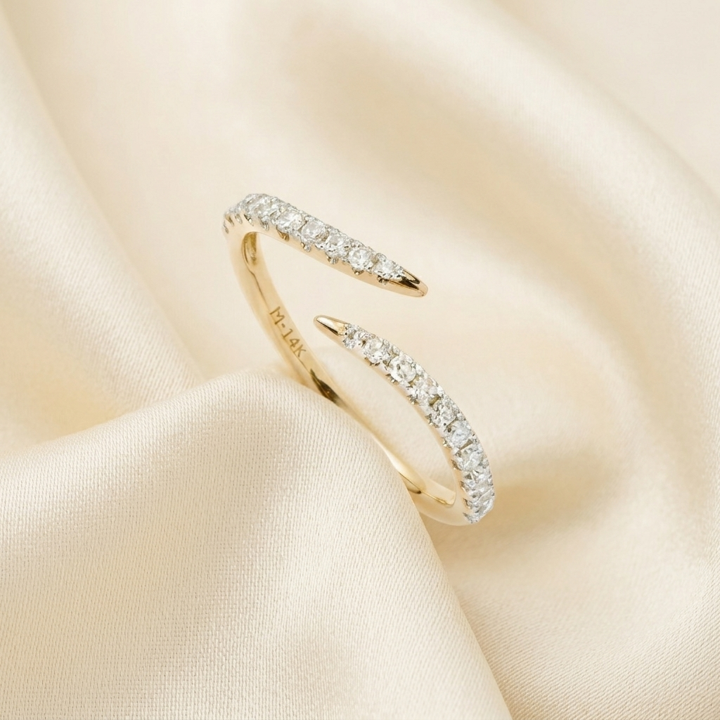 Gold Dainty Open Claw Triple Row Ring