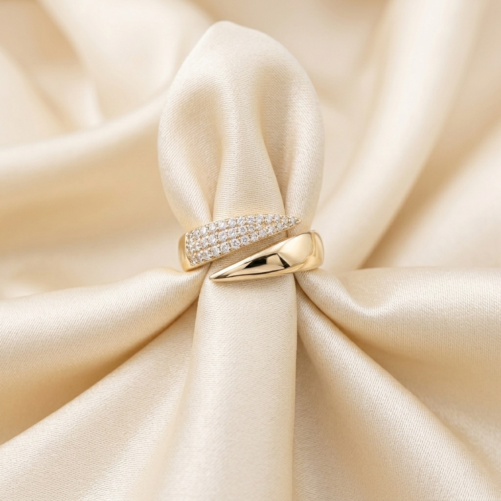 Gold Triple Row Open Claw Statement Ring