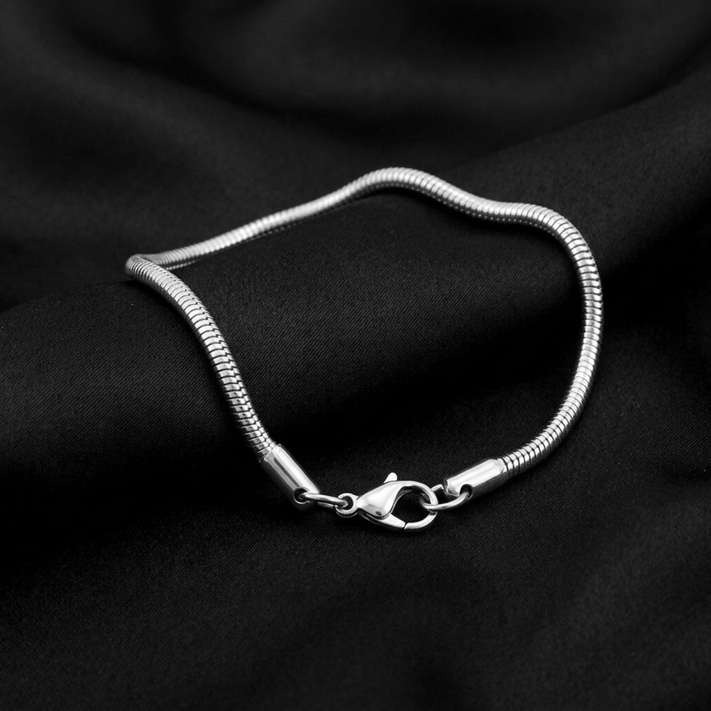 Gold Polished Cobra Snake Link Flat Bracelet