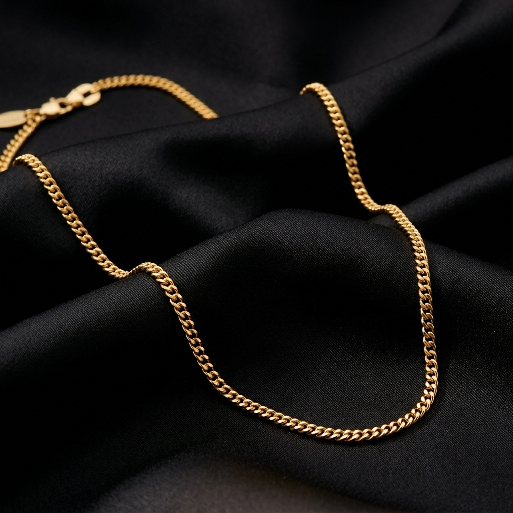 Gold Bold High Polish Curb Link Necklace