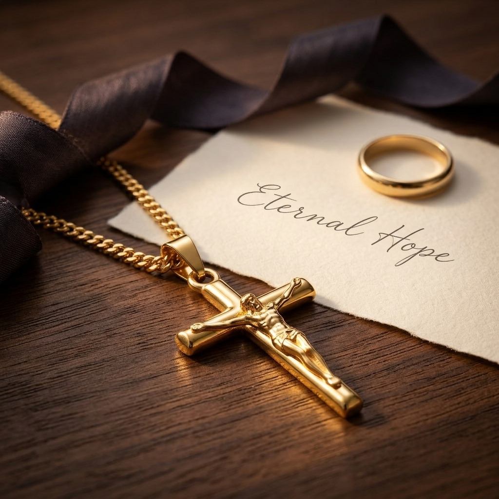 Gold Classic Crucifix Cross Pendant Necklace