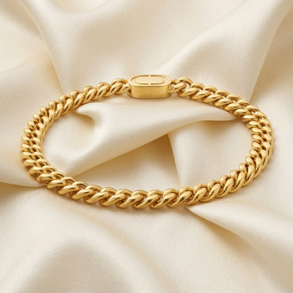 Gold Polished Classic Cuban Curb Link Bracelet