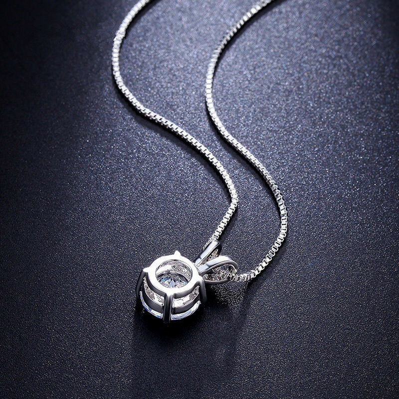 Silver Birthstone Crystal Cut Necklace