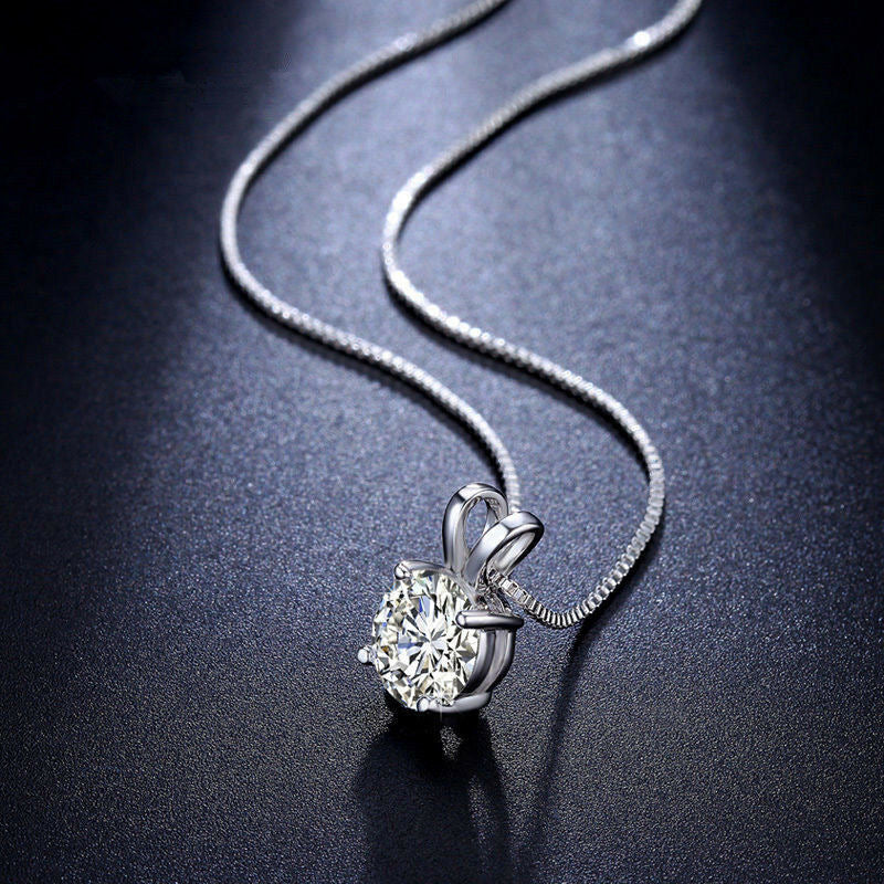 Silver Birthstone Crystal Cut Necklace