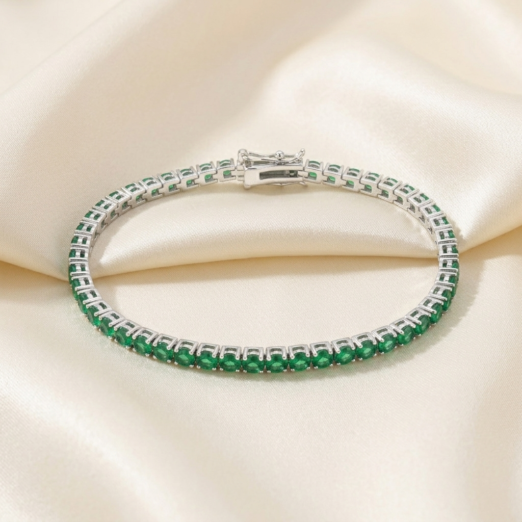 Silver Birthstone Crystal Adjustable Tennis Bracelet