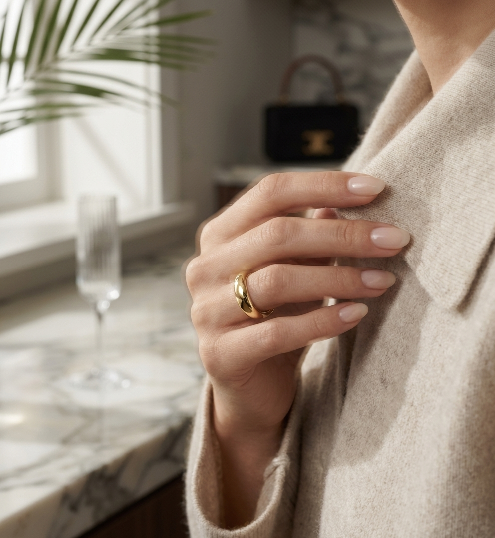 Gold High Polish Chunky Dome Statement Ring