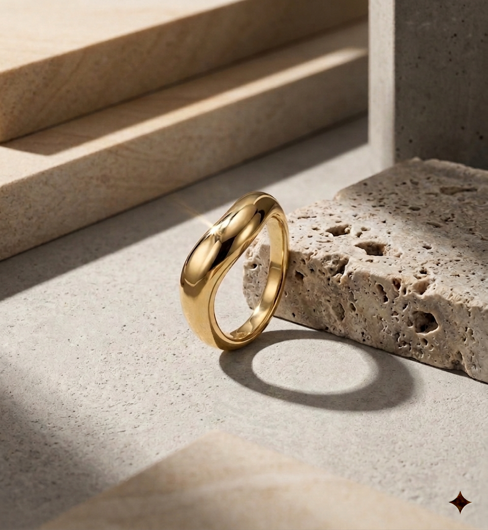 Gold High Polish Chunky Dome Statement Ring