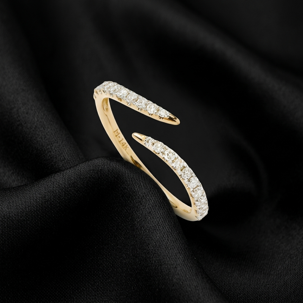 Gold Dainty Open Claw Triple Row Ring