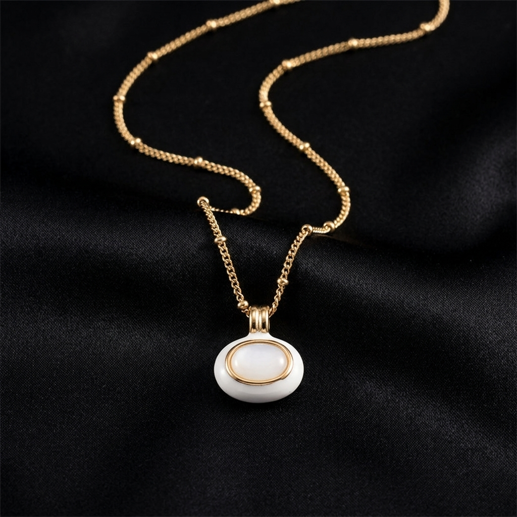 Gold Satellite Chain Sparkling Round Solitaire Necklace