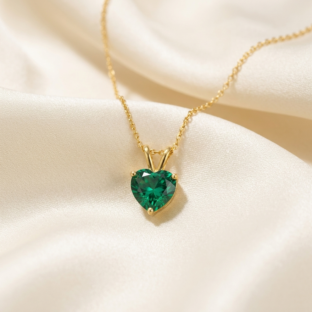 Gold Plated Birthstone Crystal Heart Solitaire Necklace
