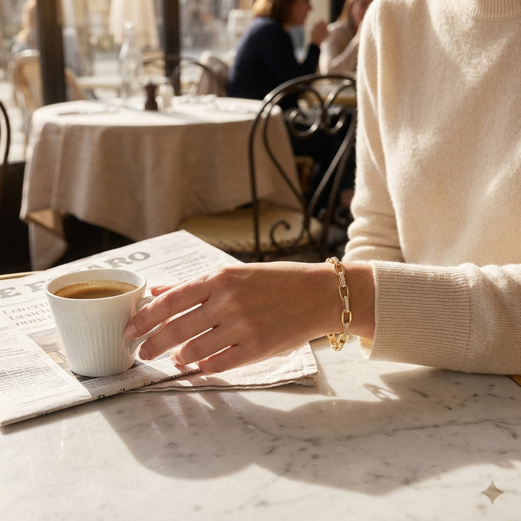 Interlinked Diamond Paperclip Bracelet