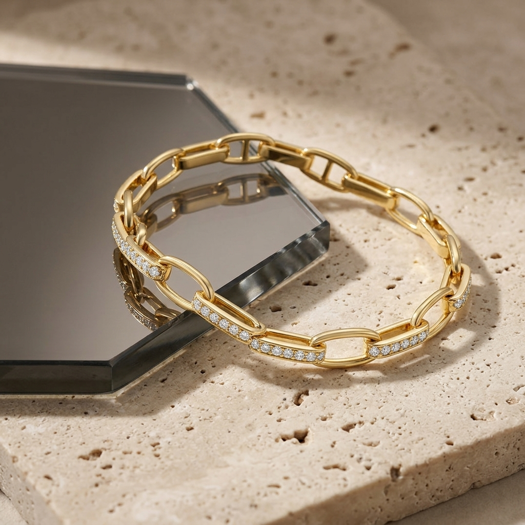 Interlinked Diamond Paperclip Bracelet