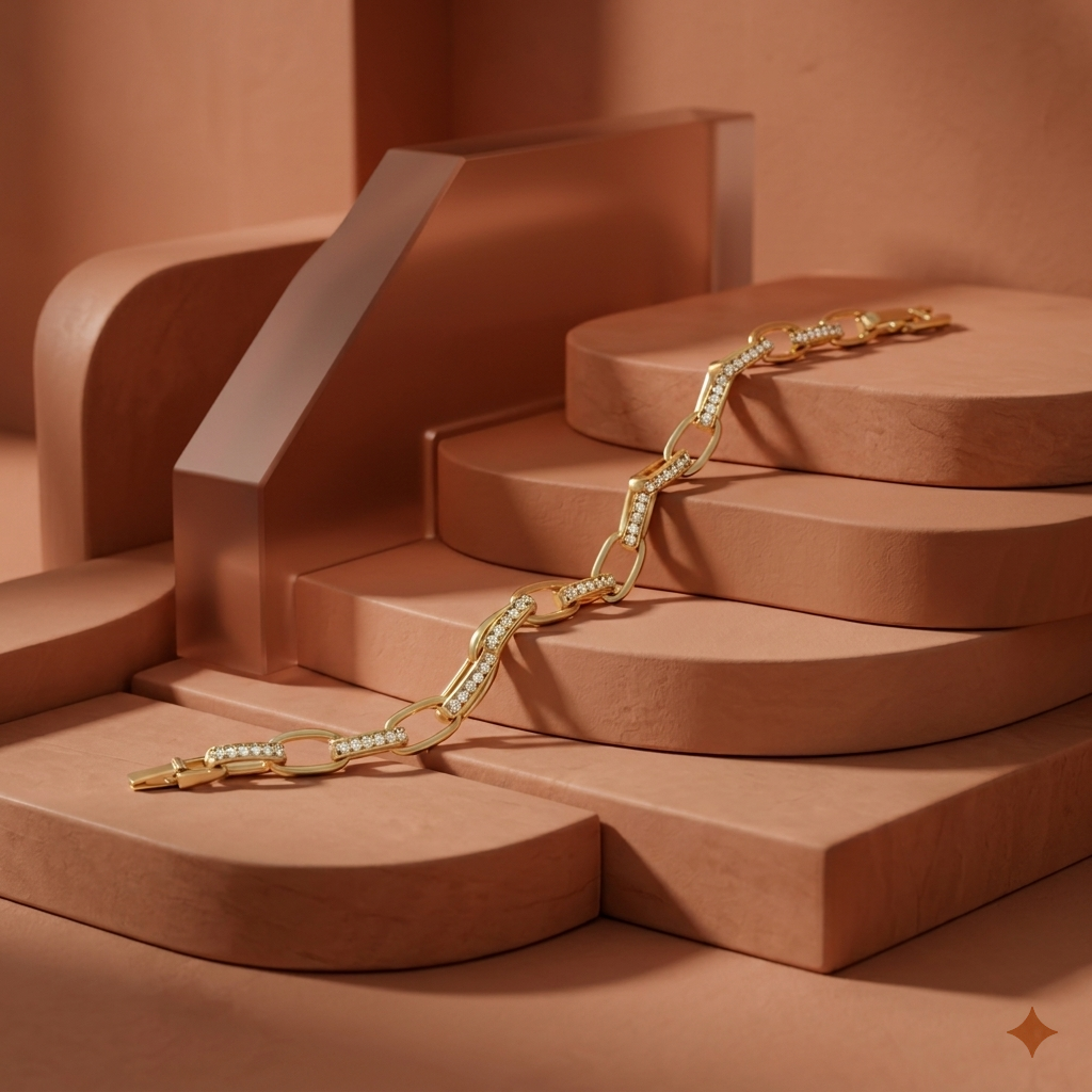 Interlinked Diamond Paperclip Bracelet