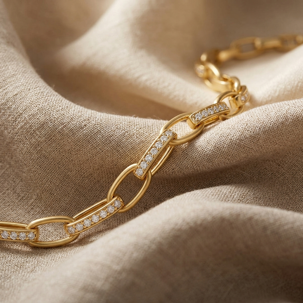 Interlinked Diamond Paperclip Bracelet