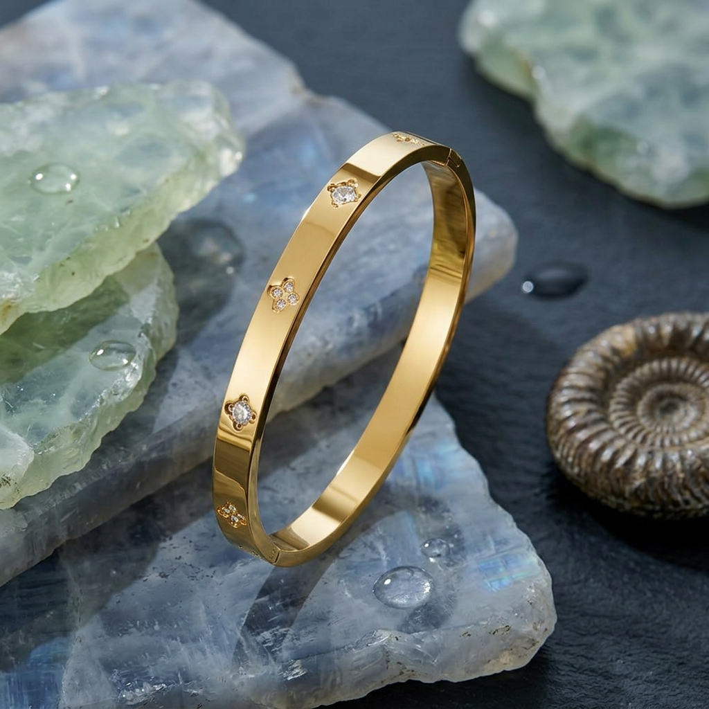 Gold Clover Bangle