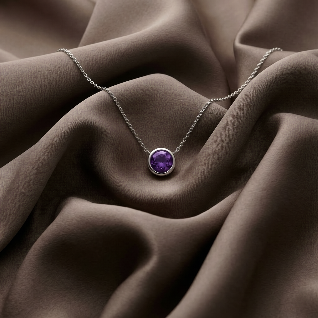 Silver Bezel Birthstone Gemstone Pendant