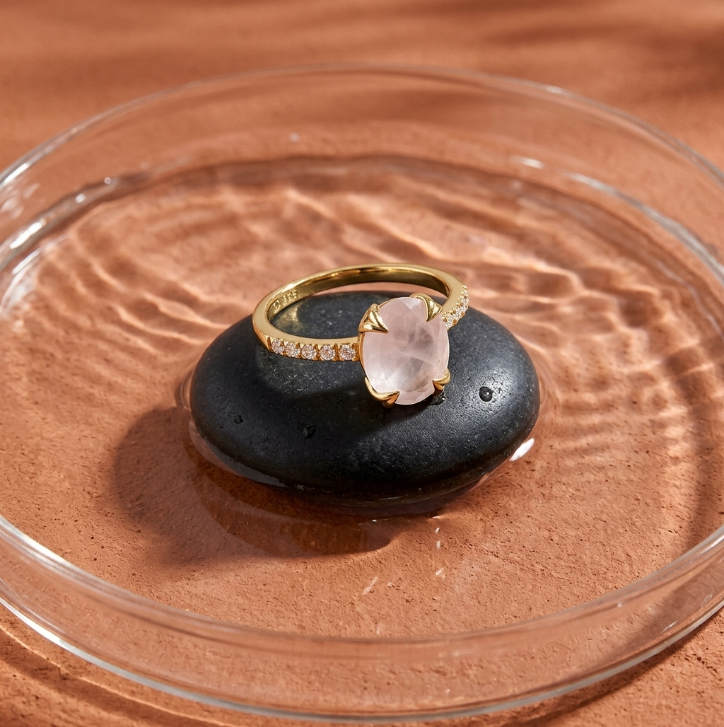 Gold Rose Quartz Ring
