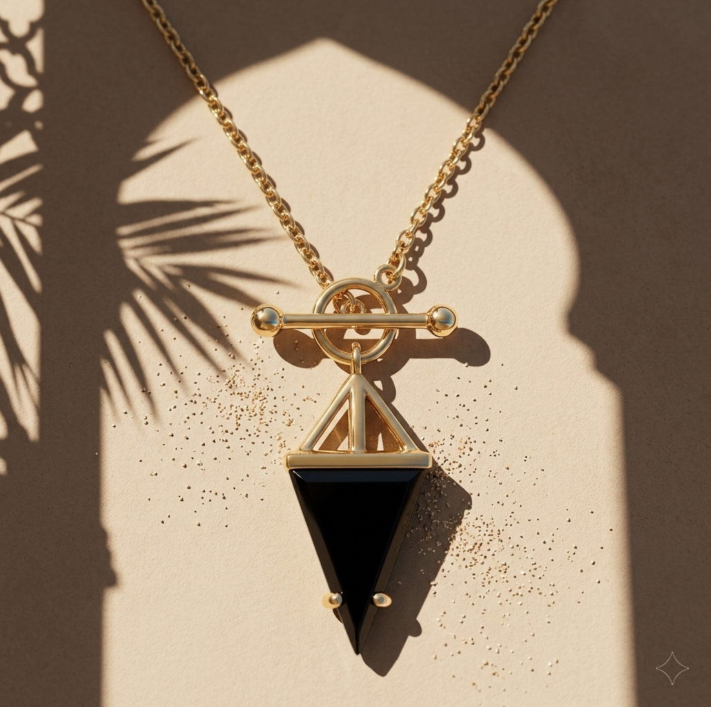 Black Obsidian T-Lock Necklace