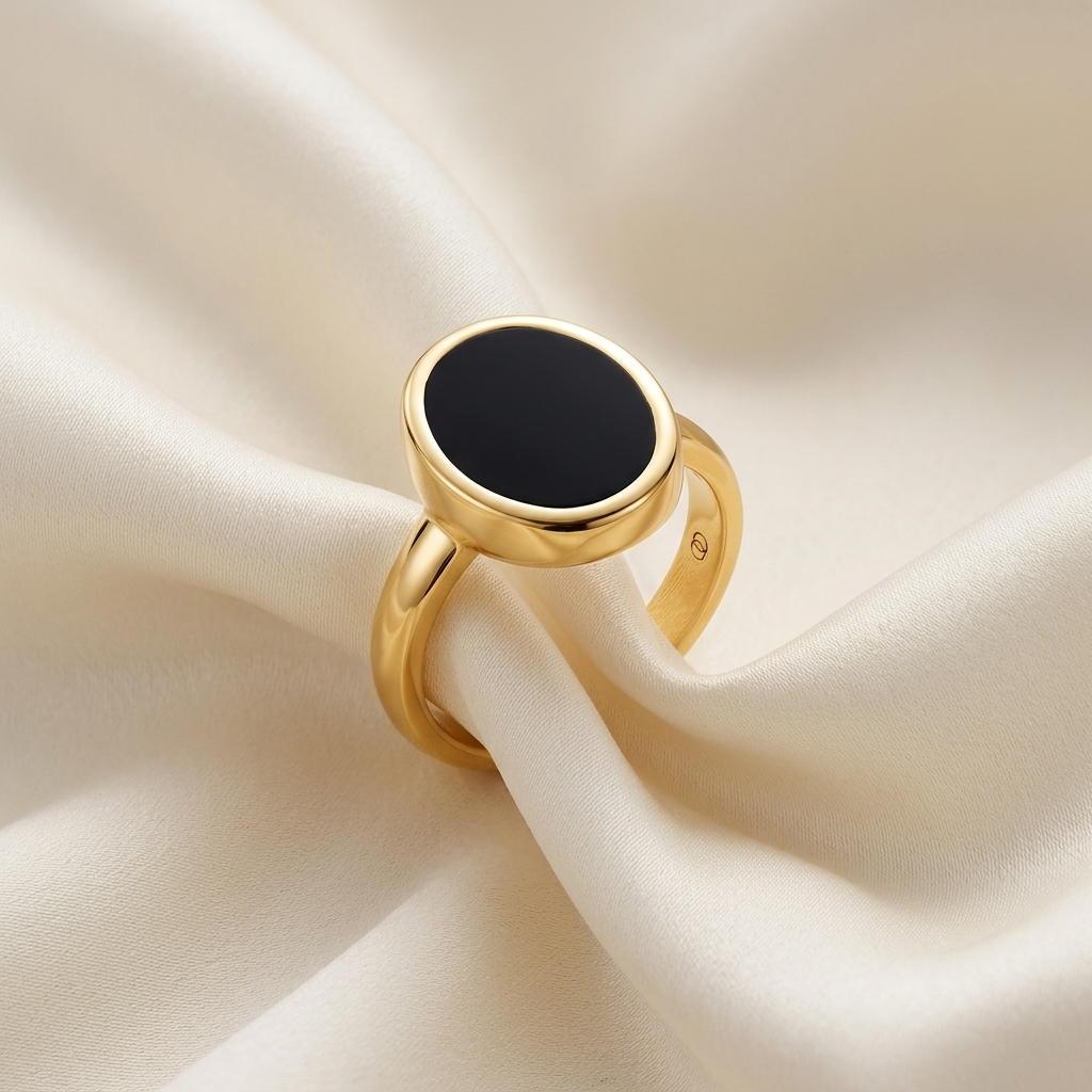 Black Onyx Crystal Ring