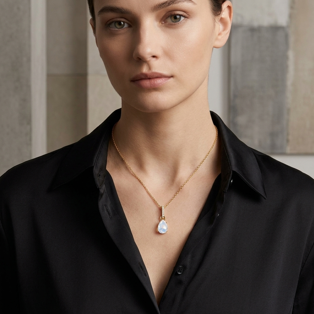 Gold Necklace Pear Shaped Birthstone
