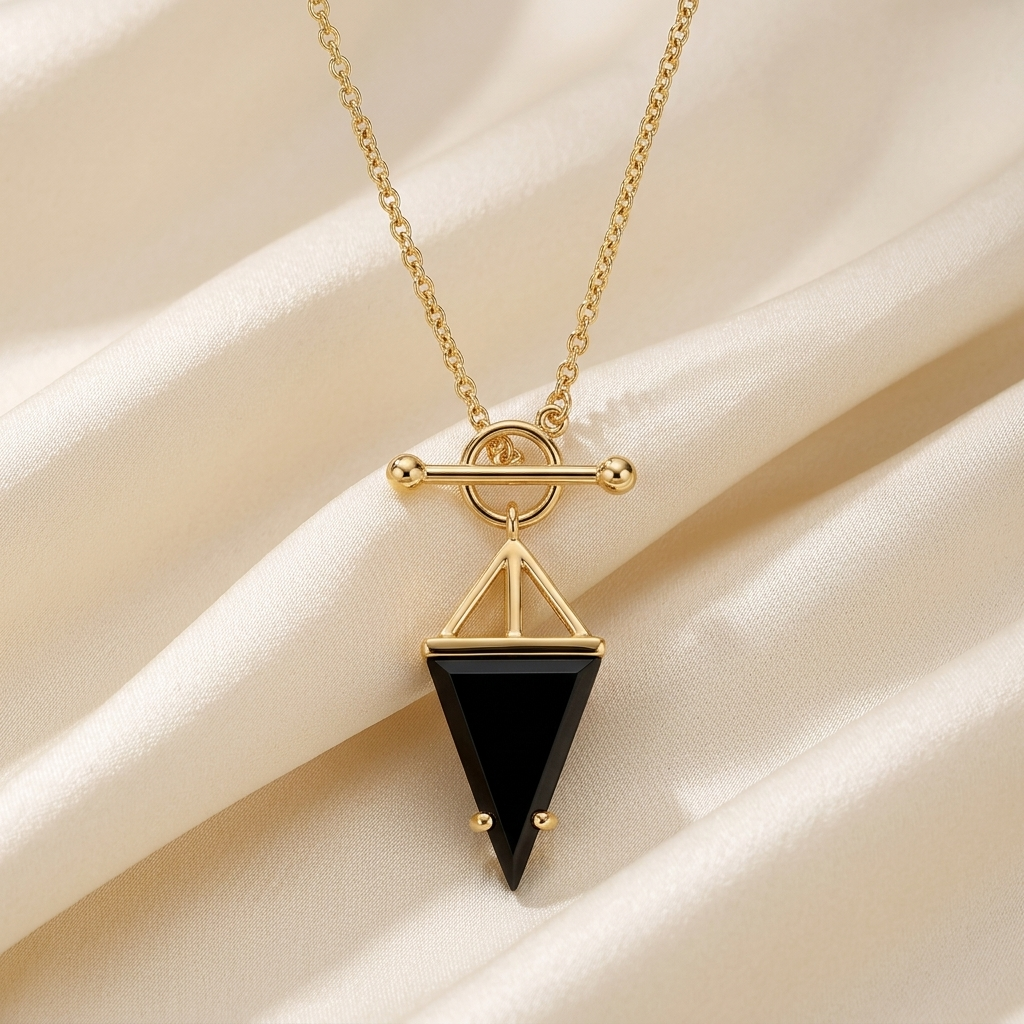 Black Obsidian T-Lock Necklace