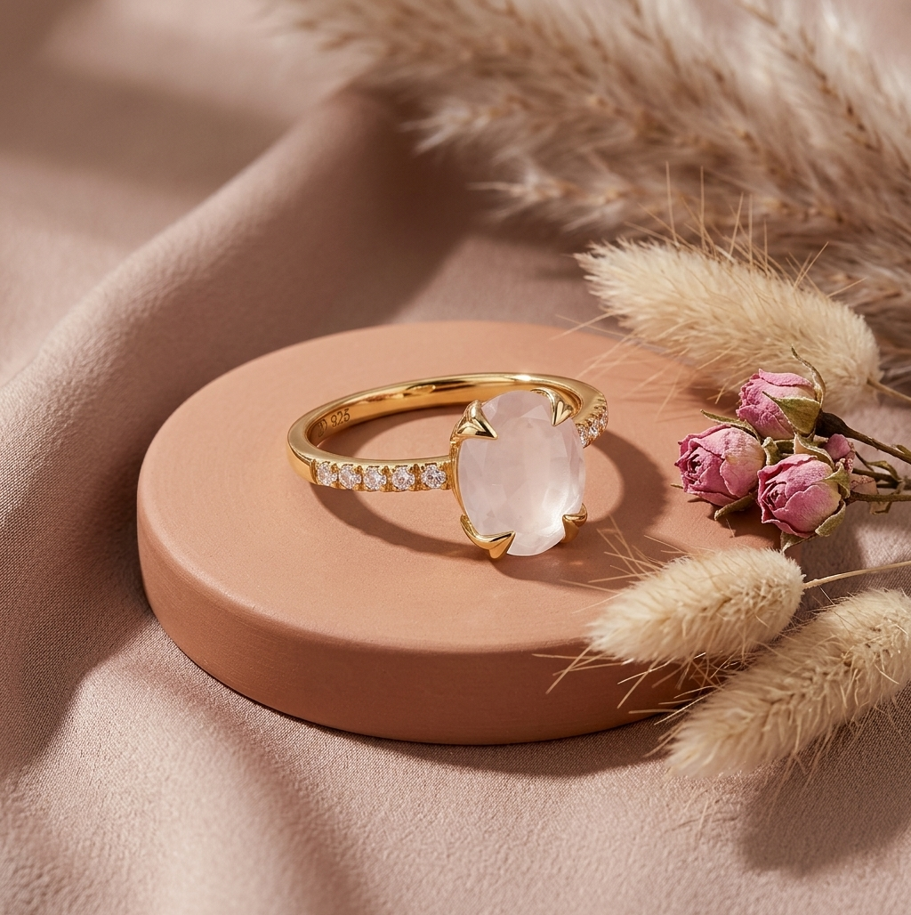 Gold Rose Quartz Ring