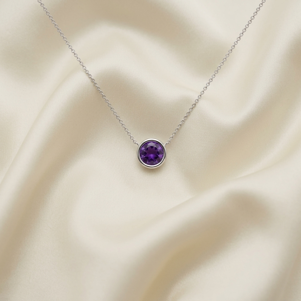 Silver Bezel Birthstone Gemstone Pendant