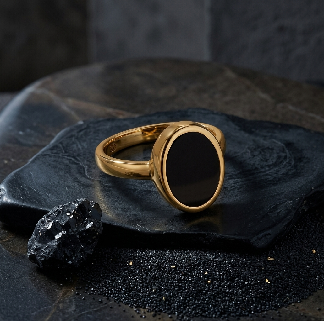 Black Onyx Crystal Ring