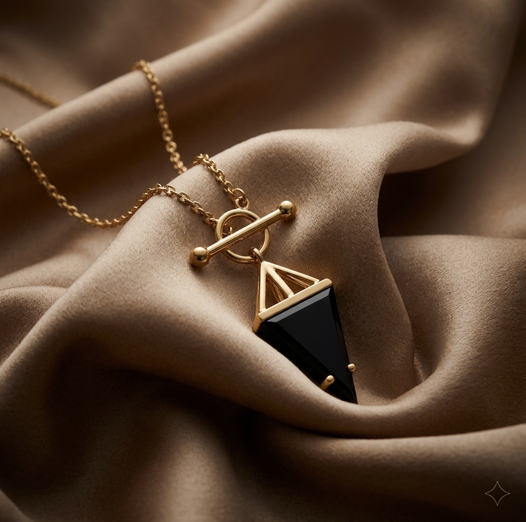 Black Obsidian T-Lock Necklace