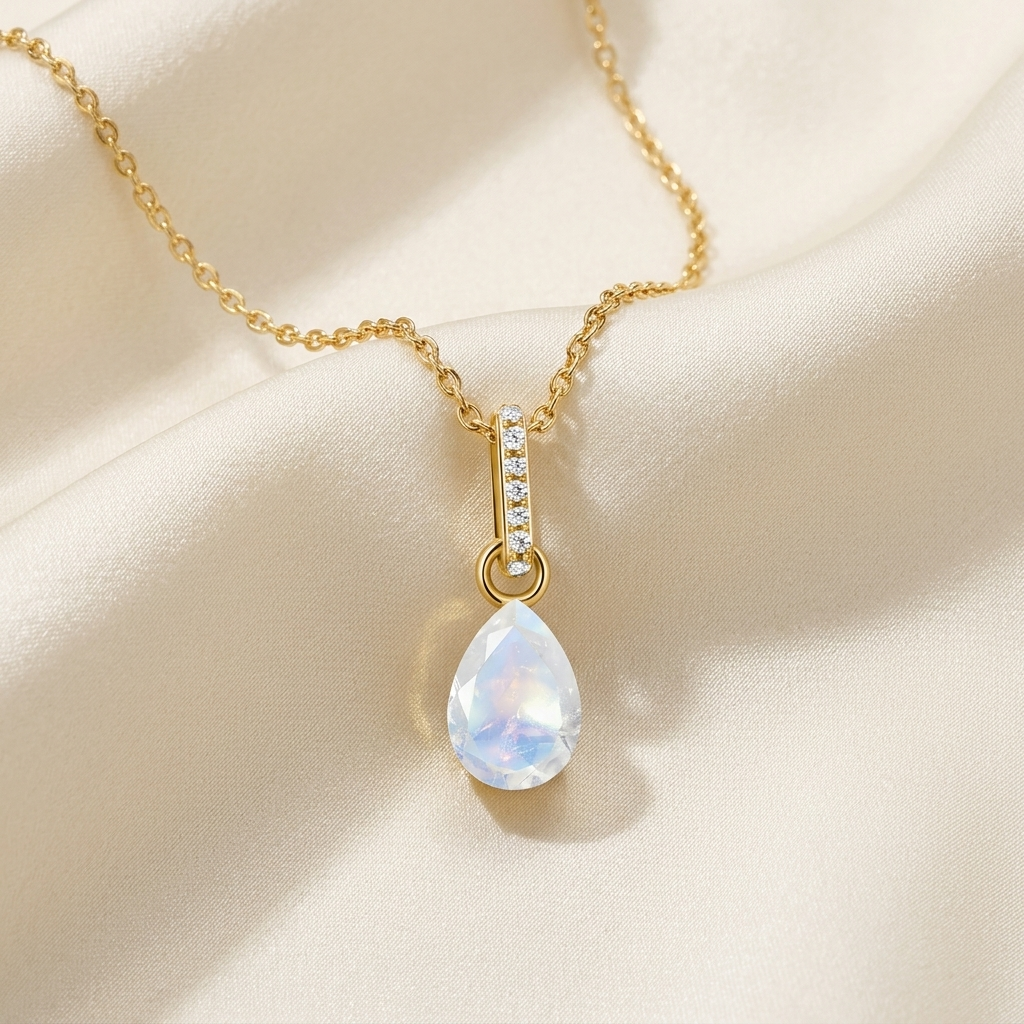 Gold Necklace Pear Shaped Birthstone