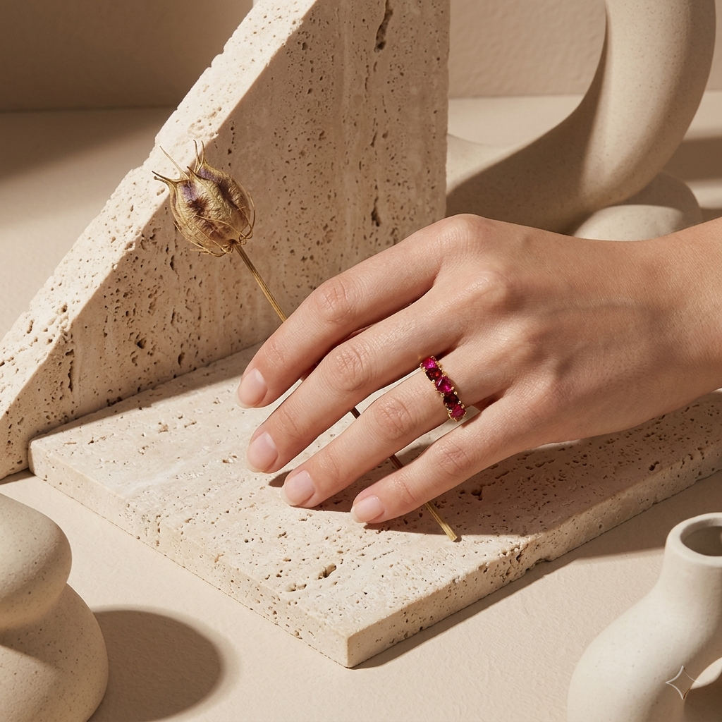 Ruby Garnet Heart Birthstone Ring